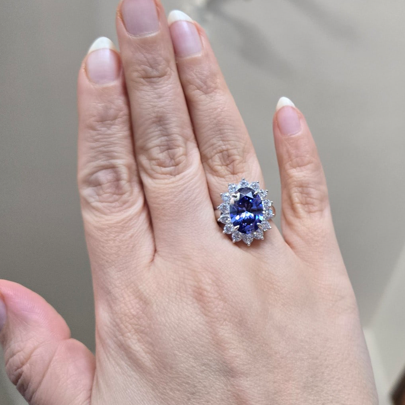 Engagement Rings for Women 10*14mm 5.6Ct Oval Cut Vintage Blue Tanzanite Rings December Birthstone Wedding Ring Blongme Jewelry