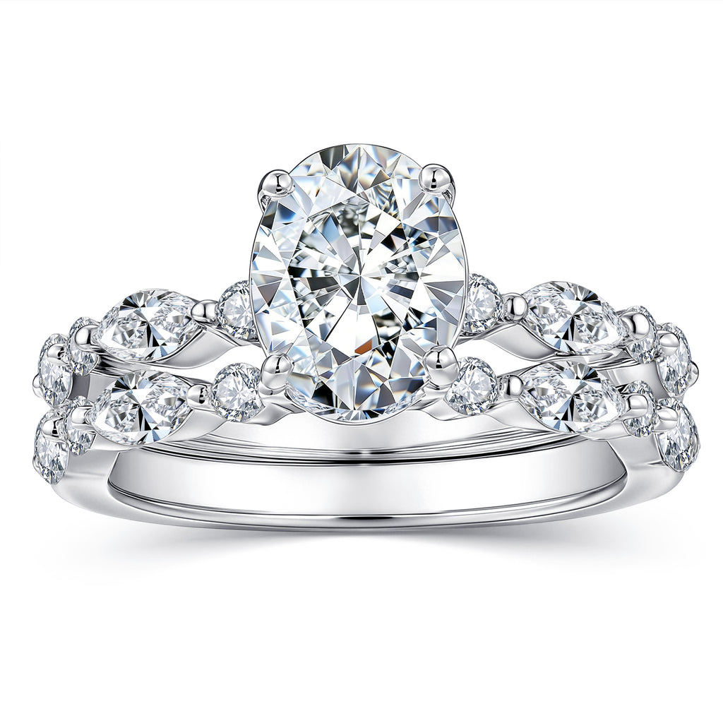 Blongme Moissanite Wedding Rings for Women Engagement Ring Bridal Set 7*9mm 2.0Ct Oval Cut Halo D Color VVS1 Size5-10