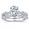 Blongme Moissanite Wedding Rings for Women Engagement Ring Bridal Set 7*9mm 2.0Ct Oval Cut Halo D Color VVS1 Size5-10