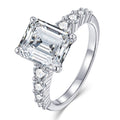 Blongme Moissanite Engagement Rings for Women 8 x 10 mm 4.0 Ct Emerald Cut D Color VVS1 Wedding Ring