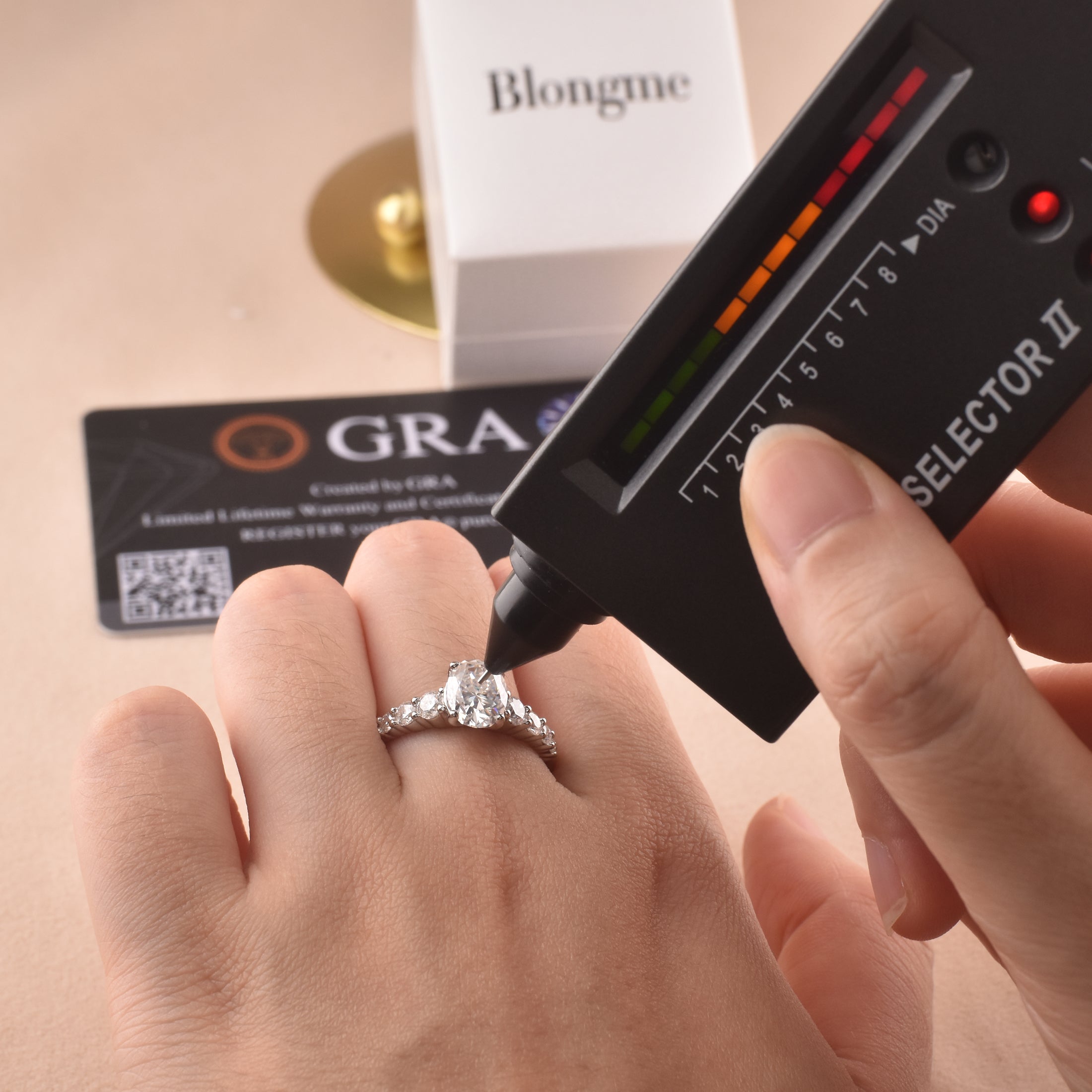 Blongme Moissanite Engagement Rings for Women 7 x 9 mm 2.0 Ct Oval Cut D Color VVS1 Wedding Ring