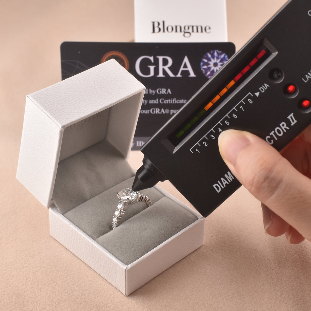 Blongme Moissanite Engagement Rings for Women 7 x 9 mm 2.0 Ct Oval Cut D Color VVS1 Wedding Ring