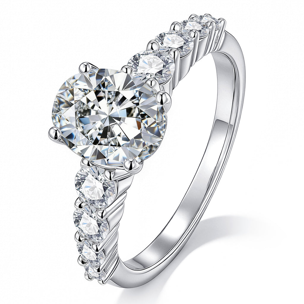 Blongme Moissanite Engagement Rings for Women 7 x 9 mm 2.0 Ct Oval Cut D Color VVS1 Wedding Ring
