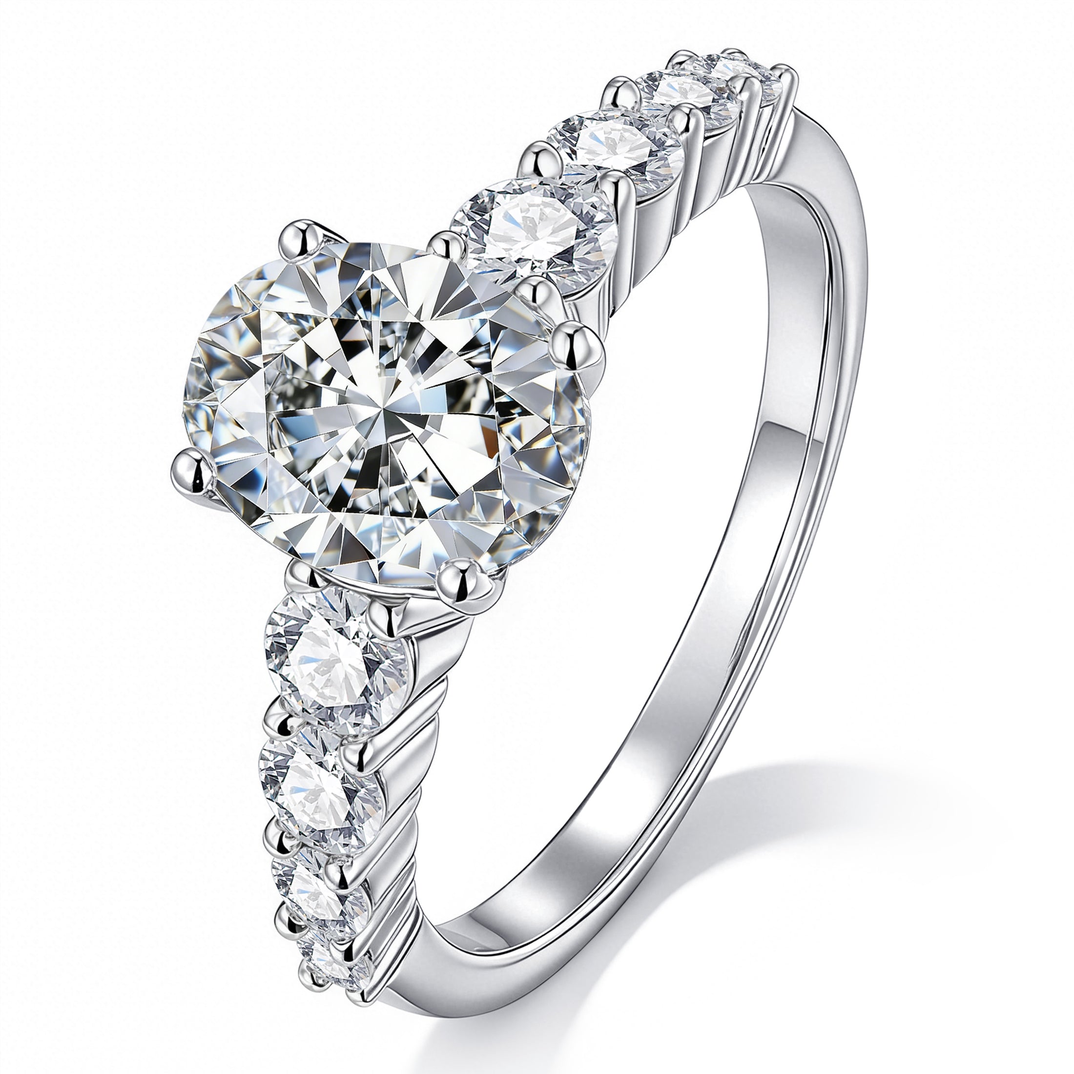 Blongme Moissanite Engagement Rings for Women 7 x 9 mm 2.0 Ct Oval Cut D Color VVS1 Wedding Ring