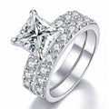 Blongme Moissanite Wedding Rings for Women Engagement Ring Bridal Set 3.0Ct Princess Cut Halo D Color VVS1