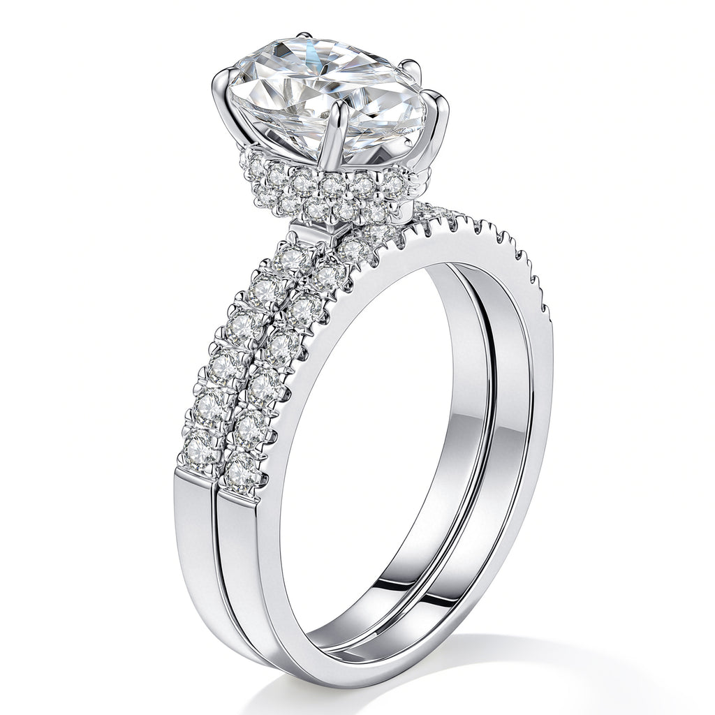 Blongme Moissanite Wedding Rings for Women Engagement Ring Bridal Set 2.0Ct Pear Cut D Color VVS1