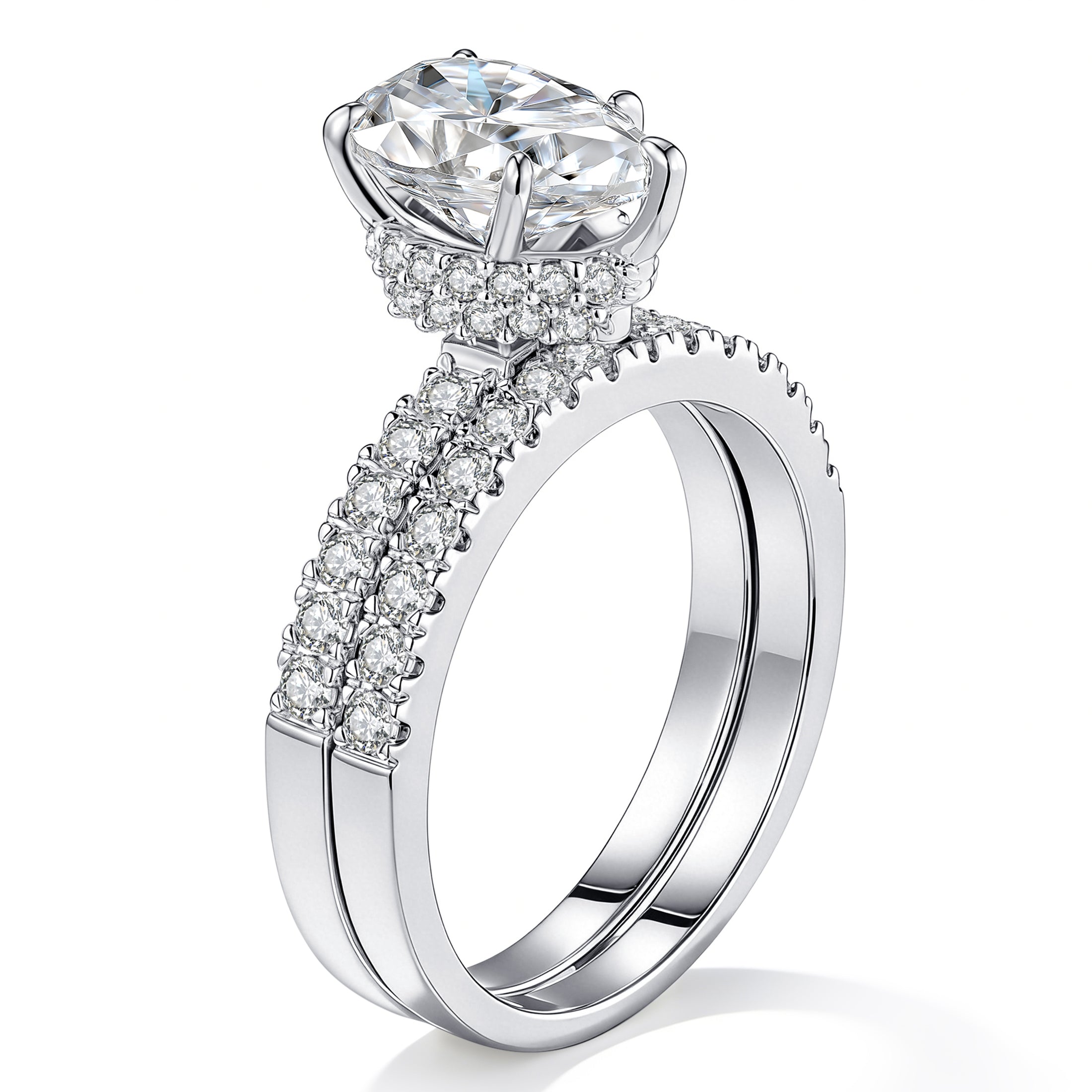 Blongme Moissanite Wedding Rings for Women Engagement Ring Bridal Set 2.0Ct Pear Cut D Color VVS1