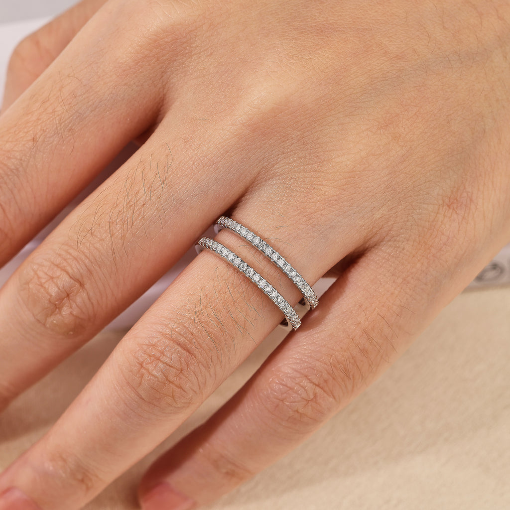 Blongme Moissanite Ring Enhancer for Women 1.2mm Round VVS1 D Color Ring Guard Wedding Band