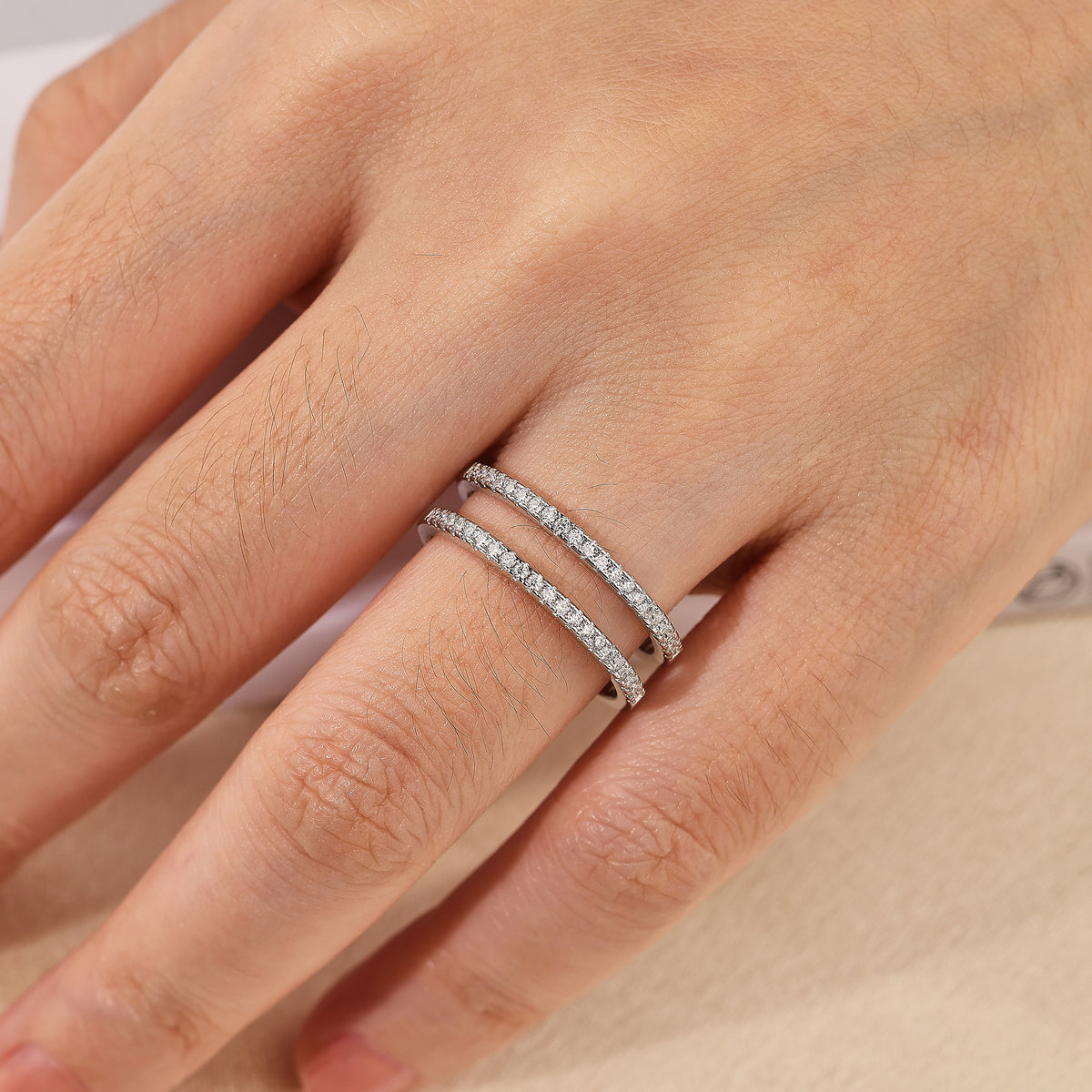 Blongme Moissanite Ring Enhancer for Women 1.2mm Round VVS1 D Color Ring Guard Wedding Band