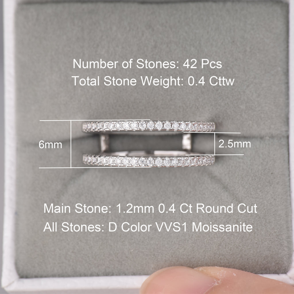 Blongme Moissanite Ring Enhancer for Women 1.2mm Round VVS1 D Color Ring Guard Wedding Band