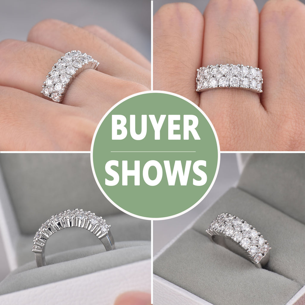 Blongme Jewelry Moissanite Rings for Women Round D Color VVS1 1.8ct Gemstone White Gold Plated Wedding Bands Promise Engagement Eternity Ring