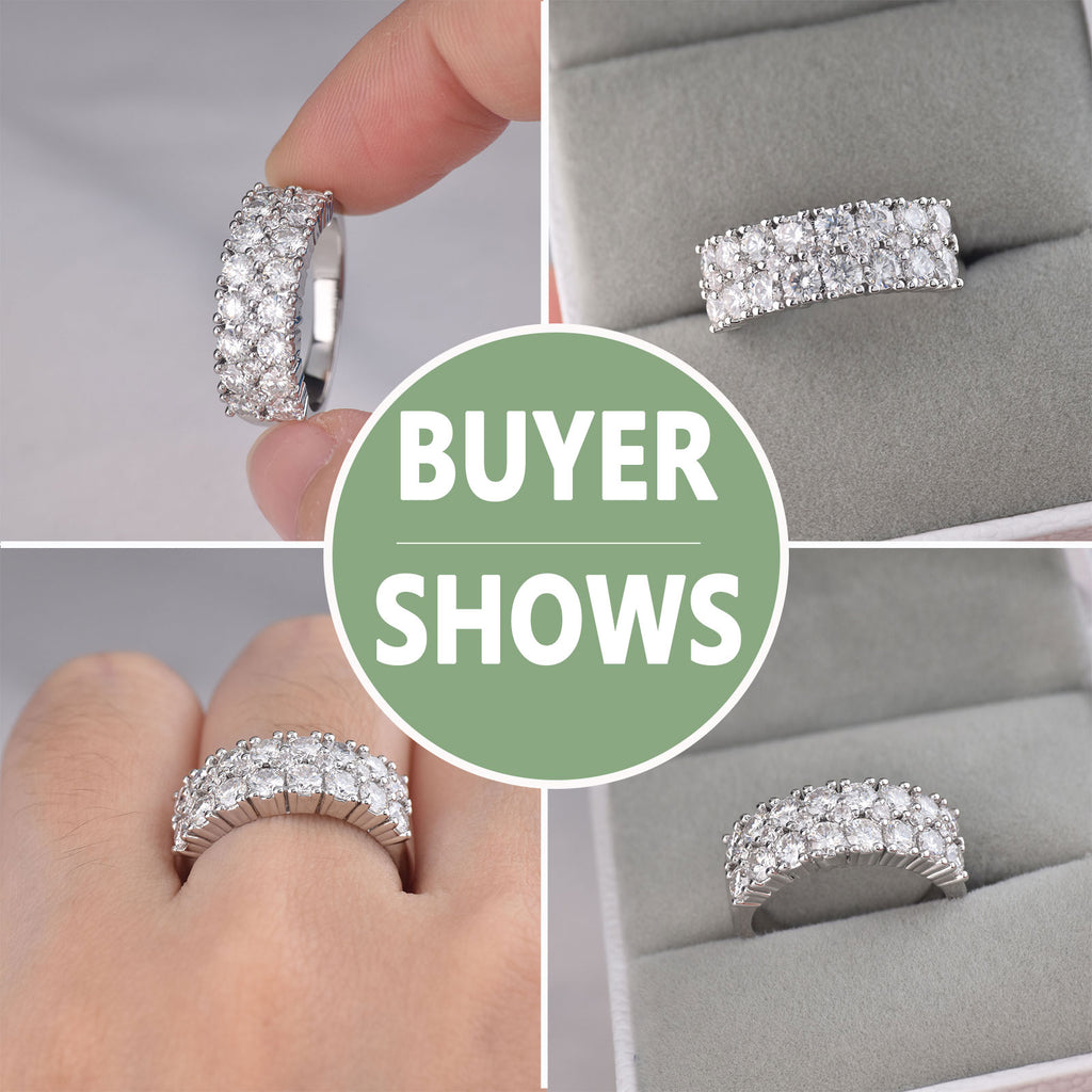 Blongme Jewelry Moissanite Rings for Women Round D Color VVS1 1.8ct Gemstone White Gold Plated Wedding Bands Promise Engagement Eternity Ring