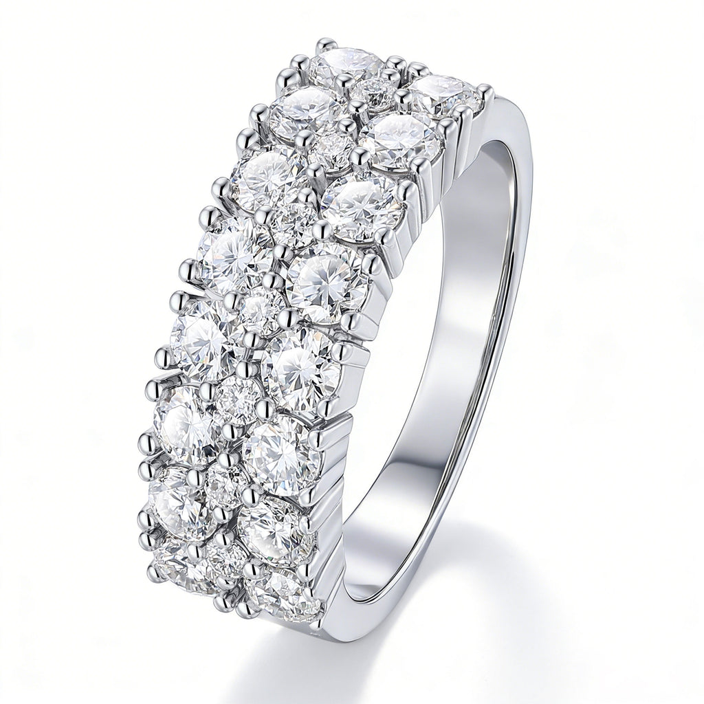 Blongme Jewelry Moissanite Rings for Women Round D Color VVS1 1.8ct Gemstone White Gold Plated Wedding Bands Promise Engagement Eternity Ring