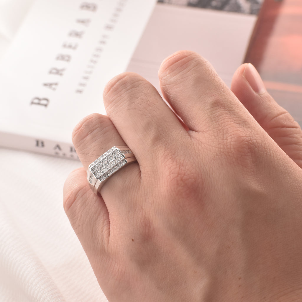 Blongme Mens Moissanite Wedding Band 0.8ct Round Cut D Color VVS1 Wedding Ring for Men