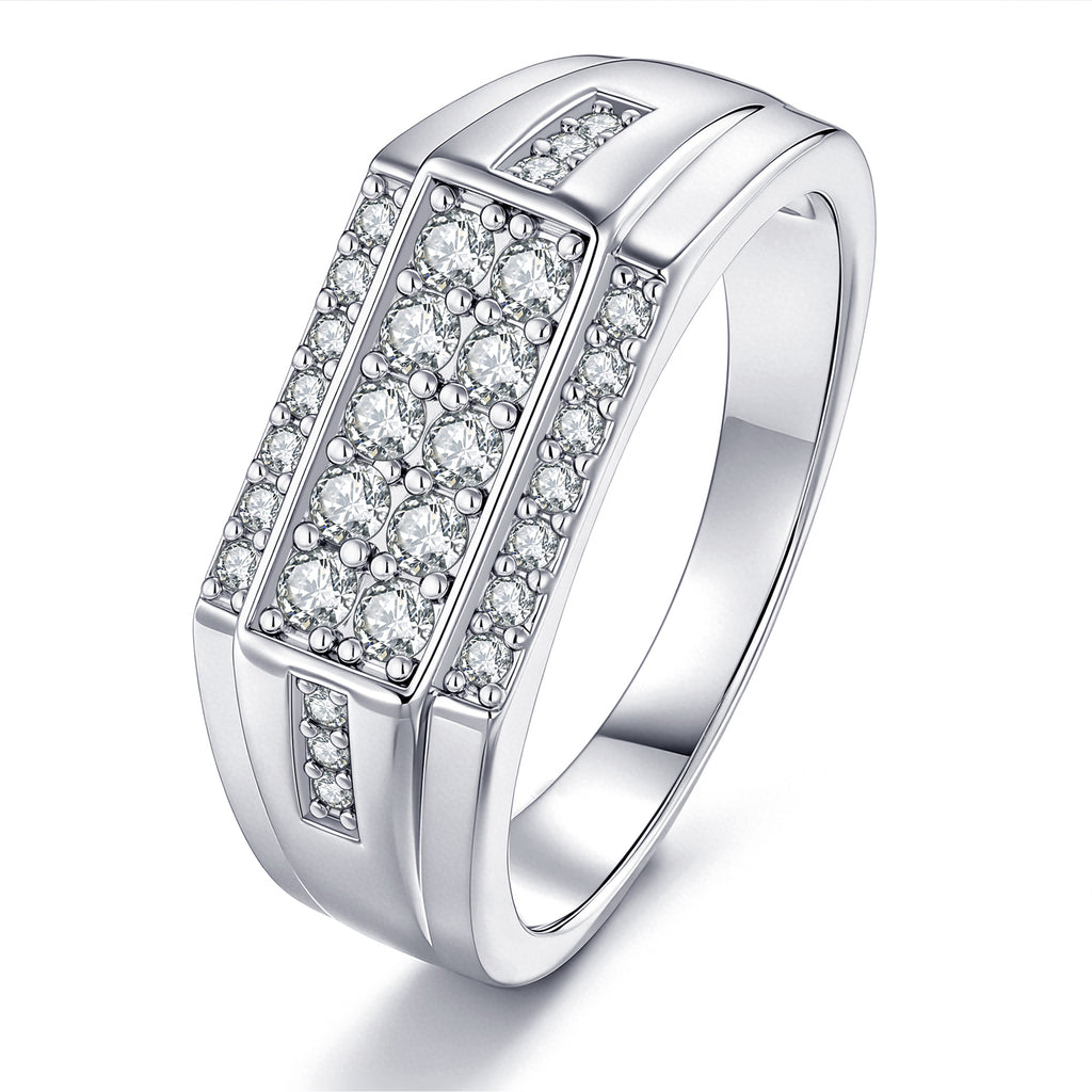 Blongme Mens Moissanite Wedding Band 0.8ct Round Cut D Color VVS1 Wedding Ring for Men