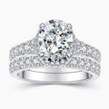 Blongme Moissanite Wedding Rings for Women Engagement Ring Bridal Set 3.0Ct Oval Cut Halo D Color VVS1