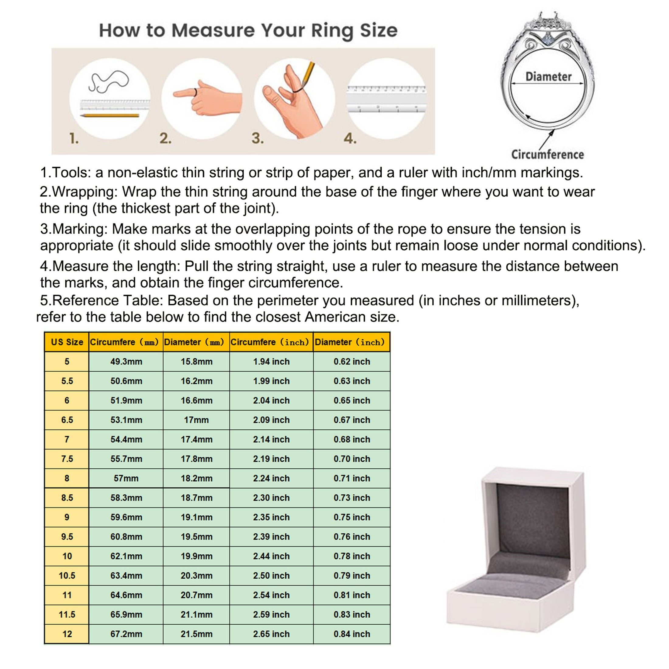 Moissanite Rings for Men D Color VVS1 Round Cut 1.0ct White Gold Plated Mens Wedding Band Eternity Ring Promise Rings for Him