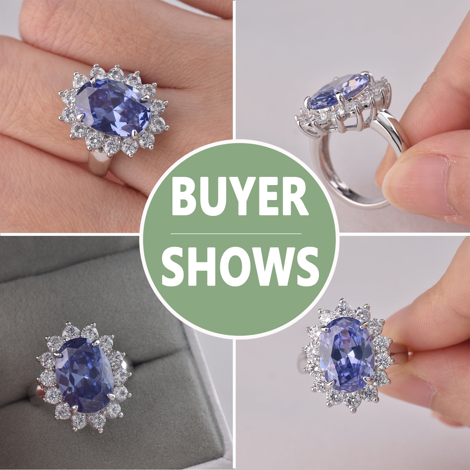 Engagement Rings for Women 10*14mm 5.6Ct Oval Cut Vintage Blue Tanzanite Rings December Birthstone Wedding Ring Blongme Jewelry