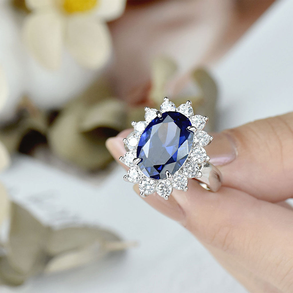Engagement Rings for Women 10*14mm 5.6Ct Oval Cut Vintage Blue Tanzanite Rings December Birthstone Wedding Ring Blongme Jewelry