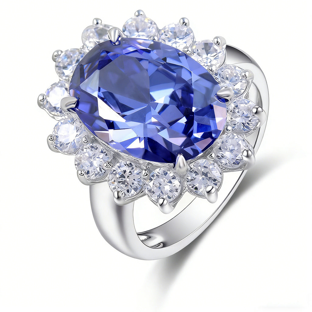 Engagement Rings for Women 10*14mm 5.6Ct Oval Cut Vintage Blue Tanzanite Rings December Birthstone Wedding Ring Blongme Jewelry