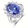 Engagement Rings for Women 10*14mm 5.6Ct Oval Cut Vintage Blue Tanzanite Rings December Birthstone Wedding Ring Blongme Jewelry
