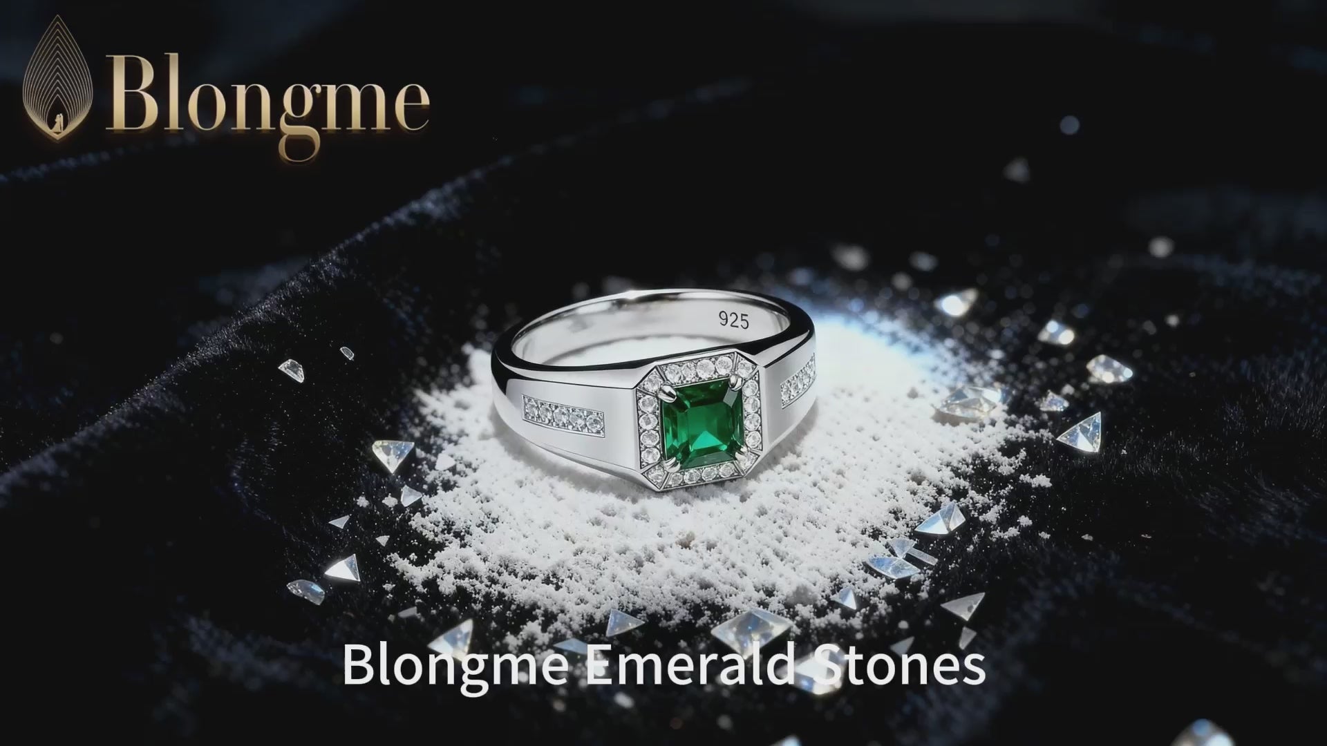 Blongme Jewelry Trendy Men Engagement Rings 925 Sterling Silver 6*6mm 1.25 CT Princess Cut Green Cubic Zirconia Wedding Band for Him Ring Size 8-12