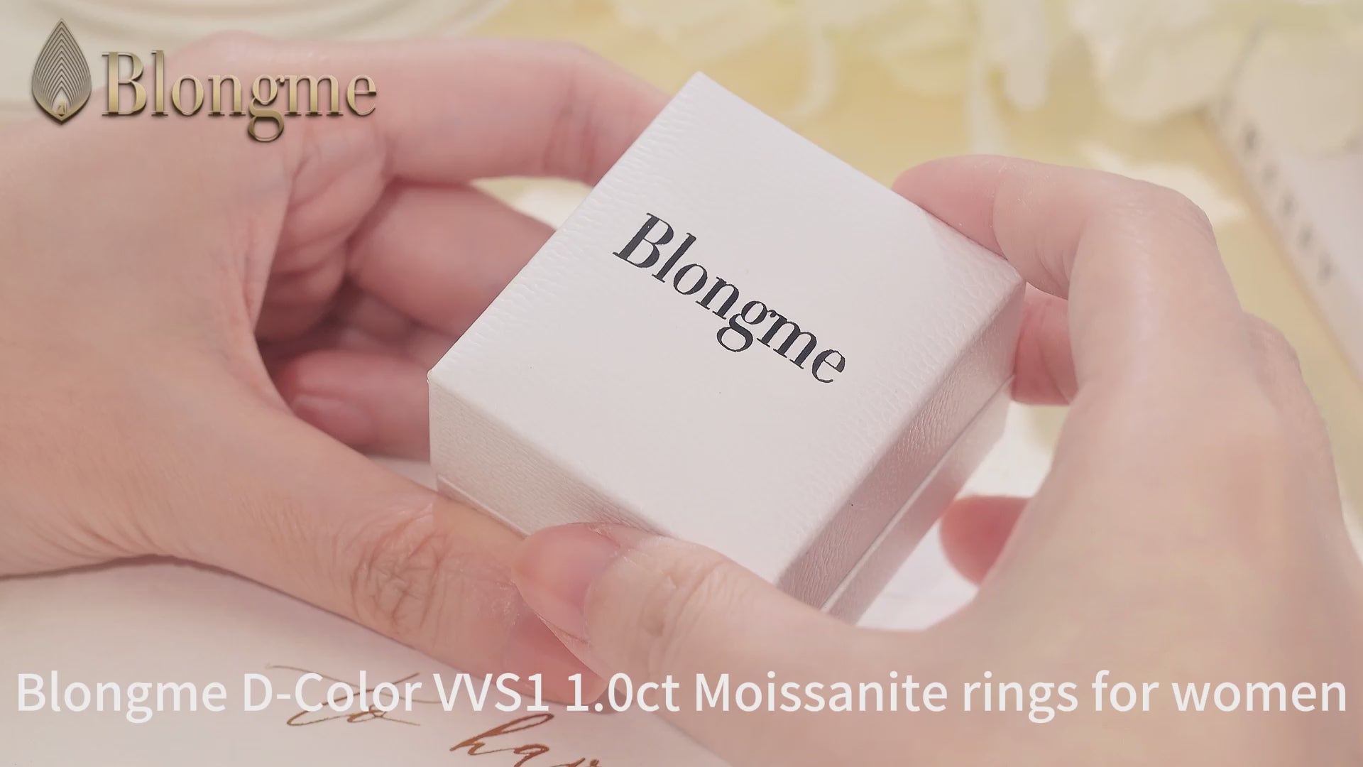Blongme Jewelry Moissanite Rings for Women Round Cut 1.0ct Gemstone White Gold Plated Wedding Bands Eternity Ring Engagement