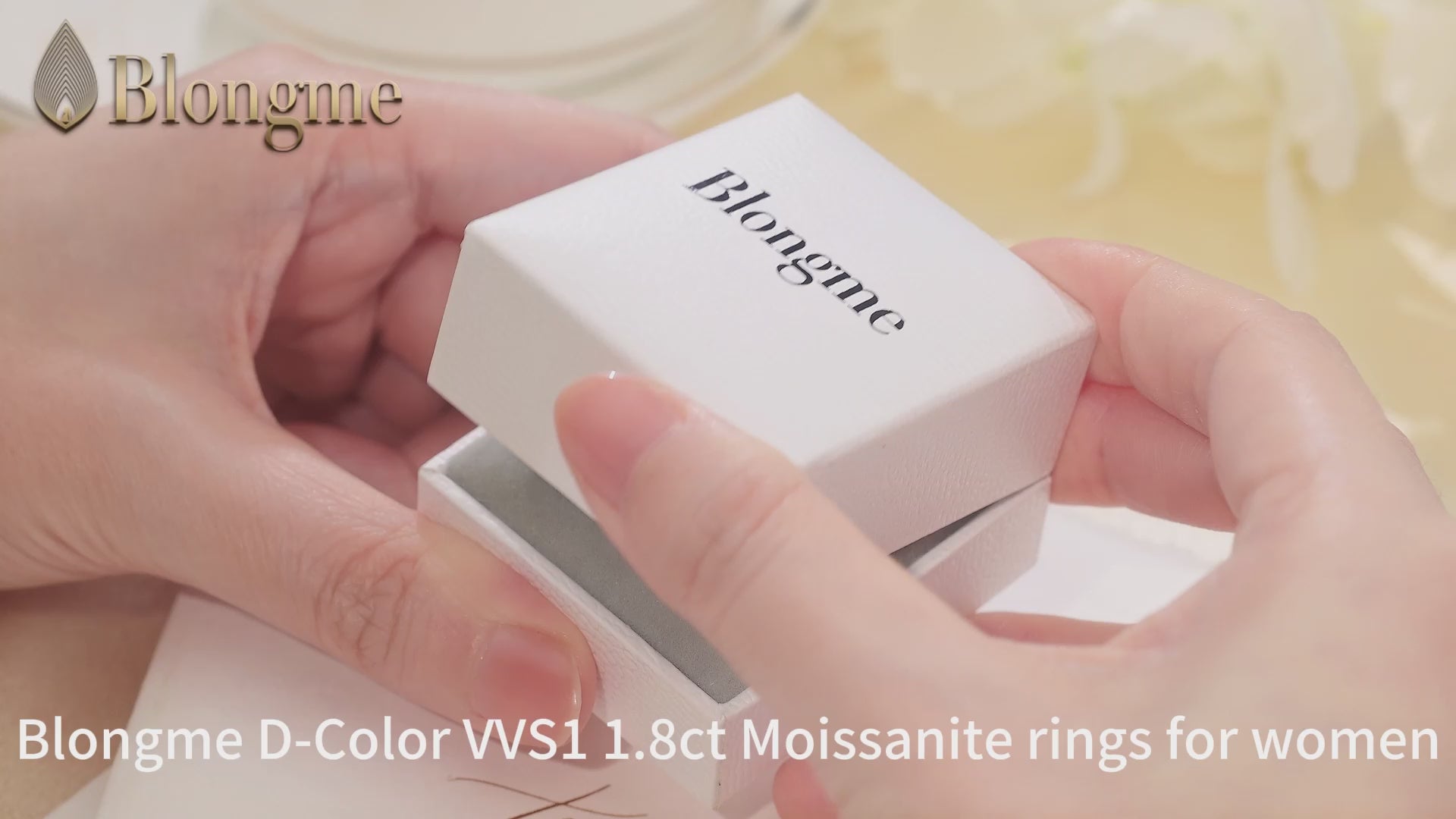 Blongme Jewelry Moissanite Rings for Women Round D Color VVS1 1.8ct Gemstone White Gold Plated Wedding Bands Promise Engagement Eternity Ring